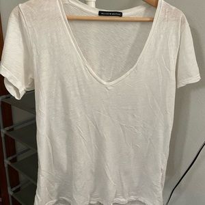 Brandy Melville White Loose VNeck Tee